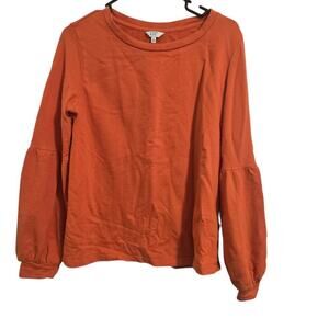 Crown & Ivy Women’s Burnt Orange Long Sleeve Balloon Sleeve Blouse Top Sz M